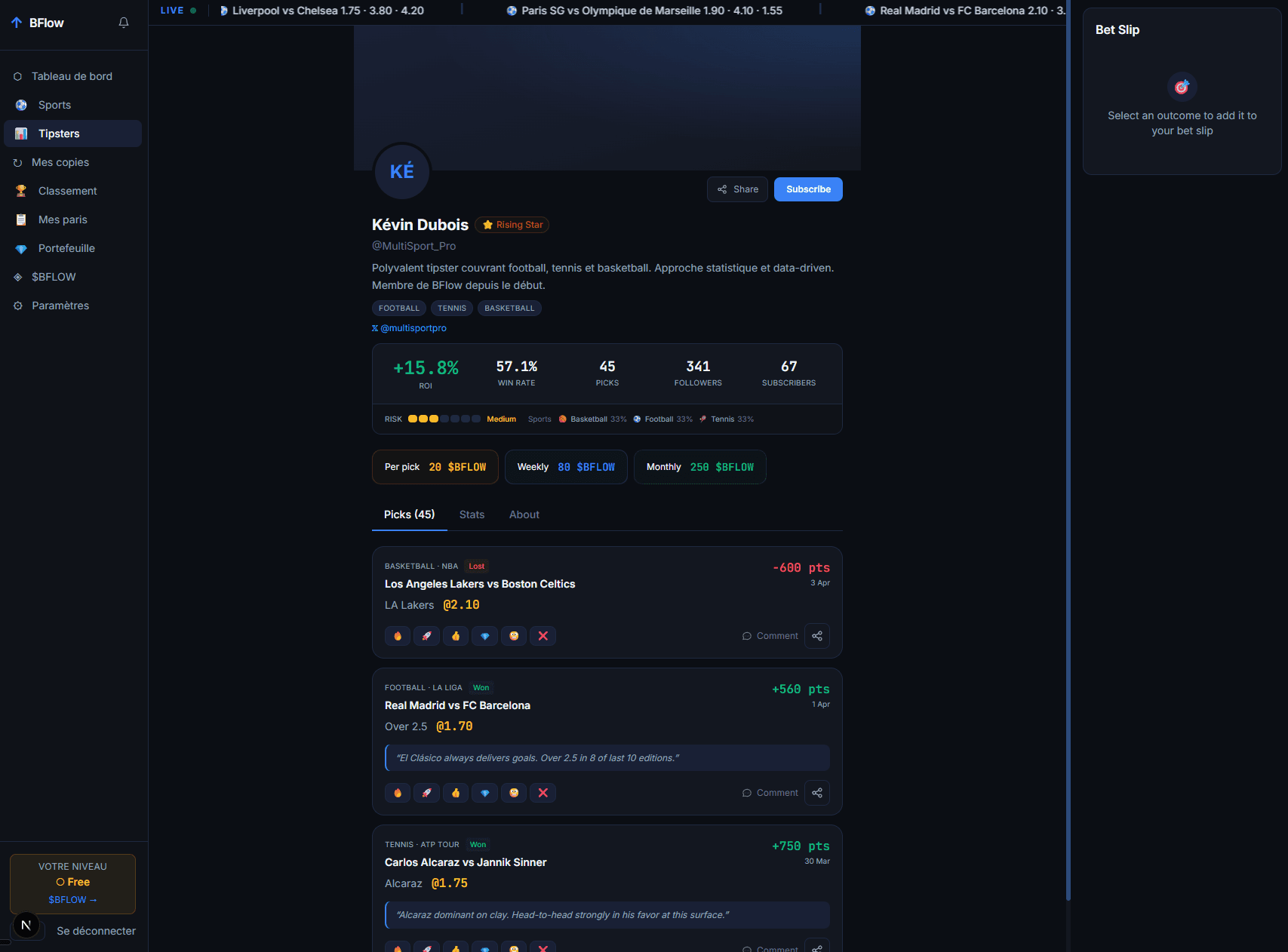 BFlow Tipster Profile